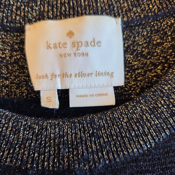 Kate Spade knit metalic holiday striped dress size small Black and gold - Picture 3 of 5
